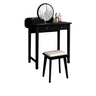 Wood Rectangular Natural Storage Mirror Kids Vanity Image - 3