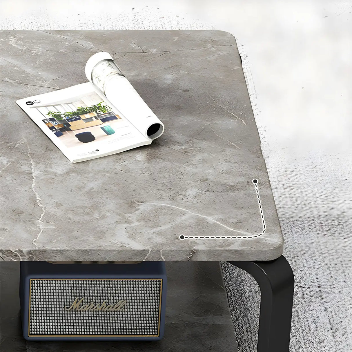 Wood Rectangular Steel Frame Coffee Table with Shelves Image - 7
