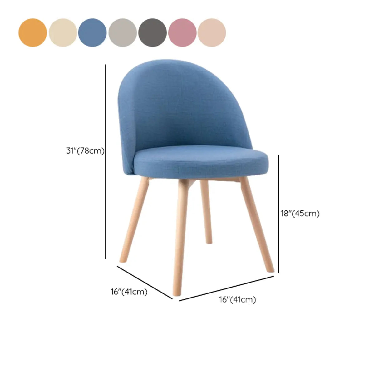 Wood Round Upholstered Armless Dining Chair Yellow 