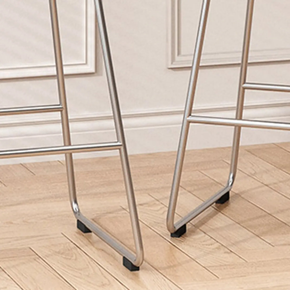 Wood Saddle Metal Sled Base Bar Stool with Footrest Image - 10