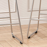 Wood Saddle Metal Sled Base Bar Stool with Footrest Image - 10