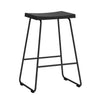 Wood Saddle Metal Sled Base Bar Stool with Footrest Image - 11