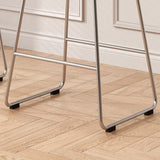 Wood Saddle Metal Sled Base Bar Stool with Footrest Image - 12