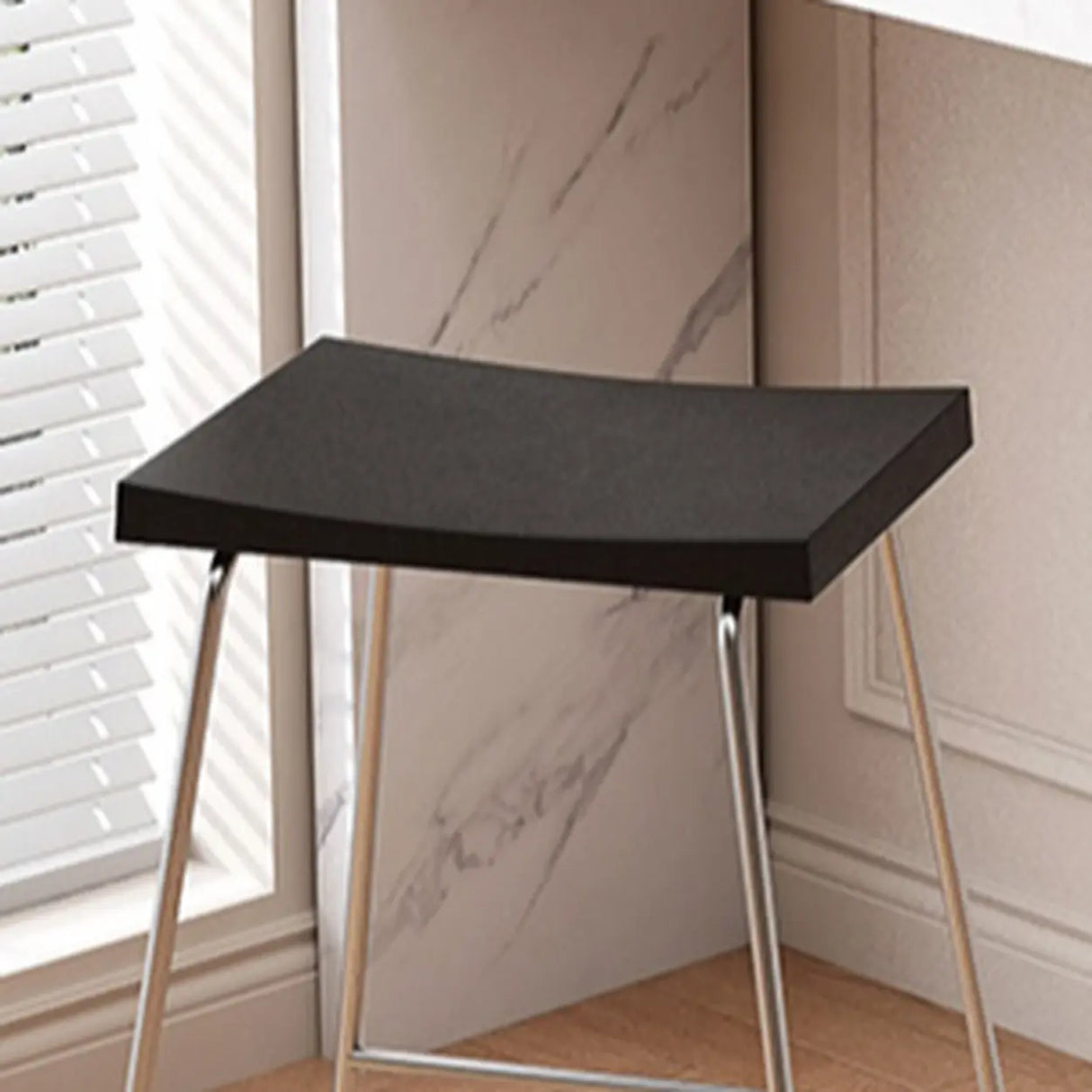 Wood Saddle Metal Sled Base Bar Stool with Footrest Image - 13