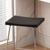 Wood Saddle Metal Sled Base Bar Stool with Footrest Image - 13