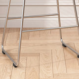 Wood Saddle Metal Sled Base Bar Stool with Footrest Image - 14