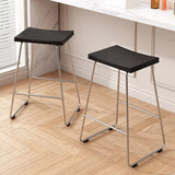 Wood Saddle Metal Sled Base Bar Stool with Footrest Image - 15