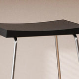 Wood Saddle Metal Sled Base Bar Stool with Footrest Image - 3