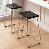 Wood Saddle Metal Sled Base Bar Stool with Footrest Image - 6