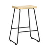 Wood Saddle Metal Sled Base Bar Stool with Footrest Image - 7