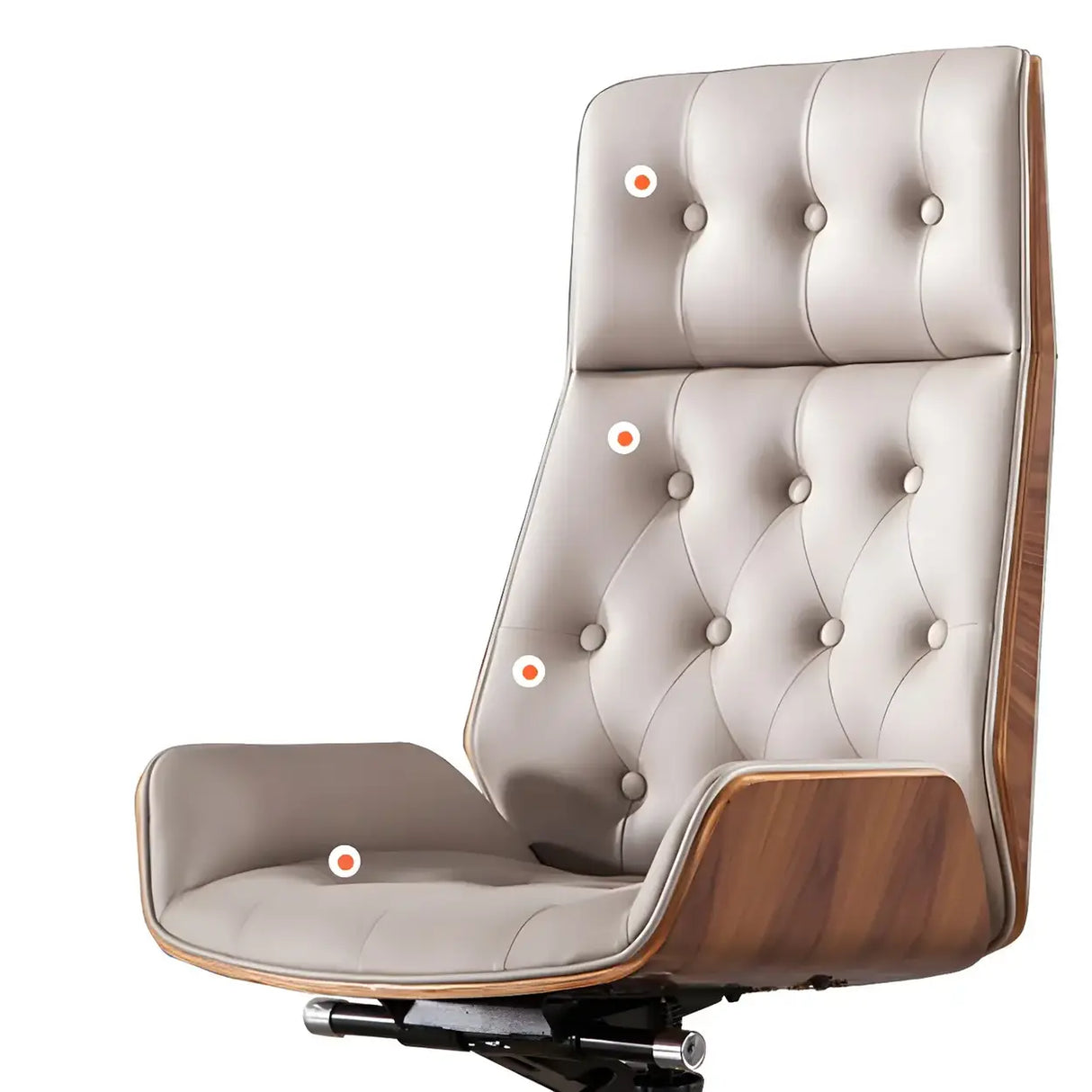 Wood Shell High Back Leather Upholstered Swivel Office Chair Image - 10