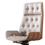 Wood Shell High Back Leather Upholstered Swivel Office Chair Image - 10