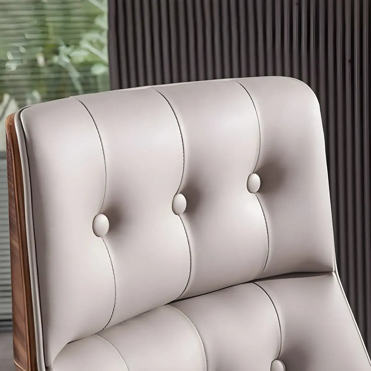 Wood Shell High Back Leather Upholstered Swivel Office Chair Image - 12