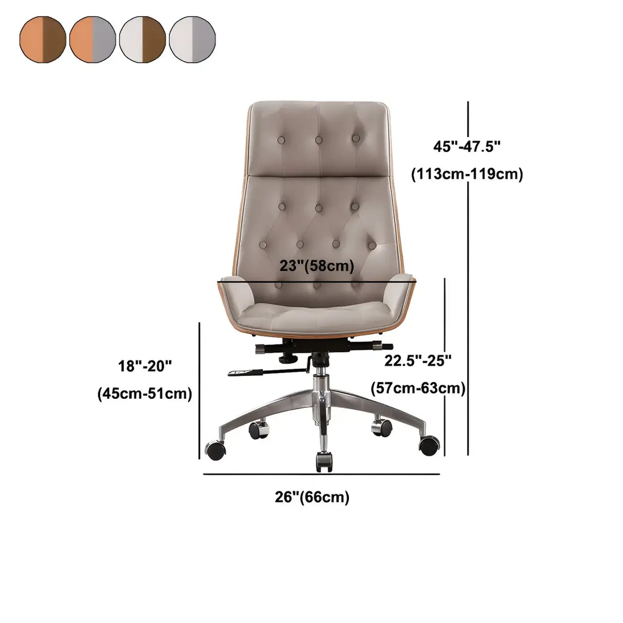 Wood Shell High Back Leather Upholstered Swivel Office Chair 