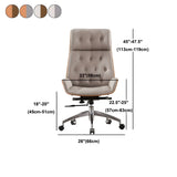 Wood Shell High Back Leather Upholstered Swivel Office Chair #size