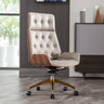 Wood Shell High Back Leather Upholstered Swivel Office Chair Image - 7