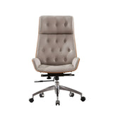 Wood Shell High Back Leather Upholstered Swivel Office Chair Image - 9