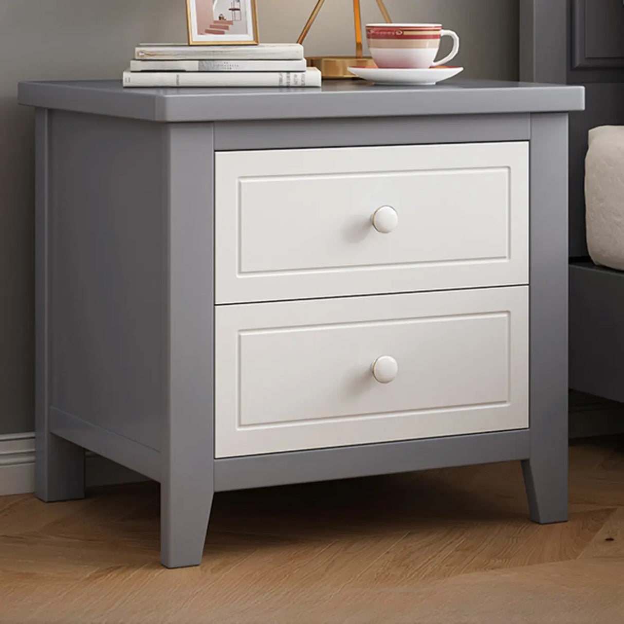 Wood Short Height Narrow Kids Nightstand with Legs Image - 3