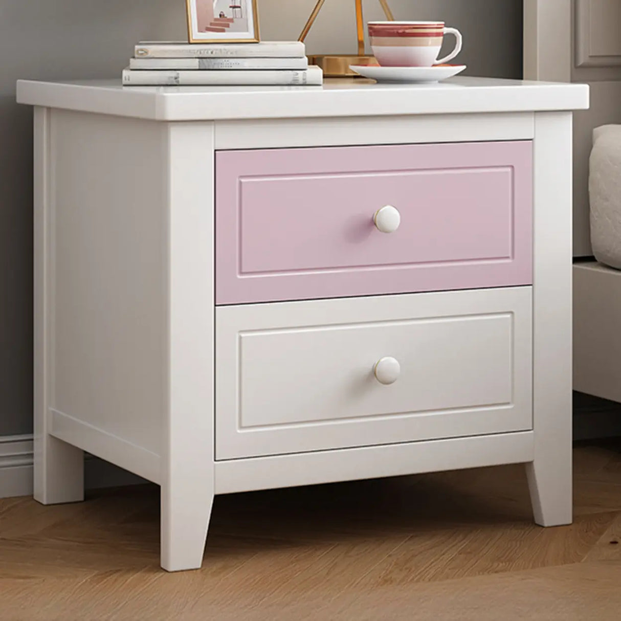 Wood Short Height Narrow Kids Nightstand with Legs Image - 9