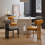 Wood Slat Back Faux Leather Upholstered Dining Chair Image - 4
