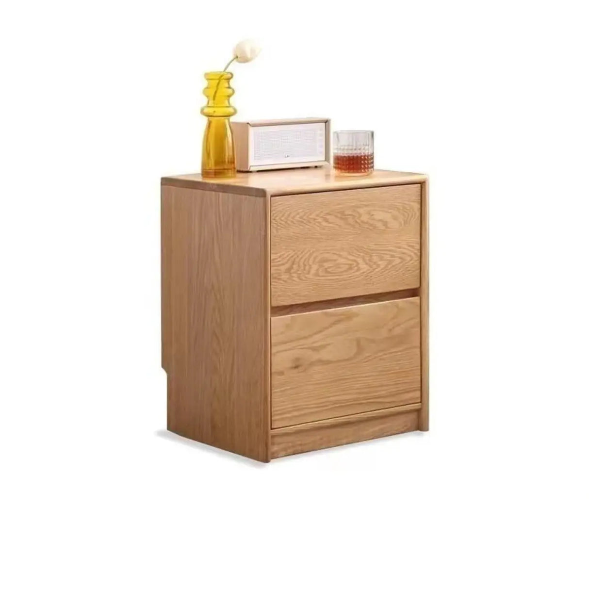 Wood Tip Resistant Nightstand with Drawers Storage Image - 3