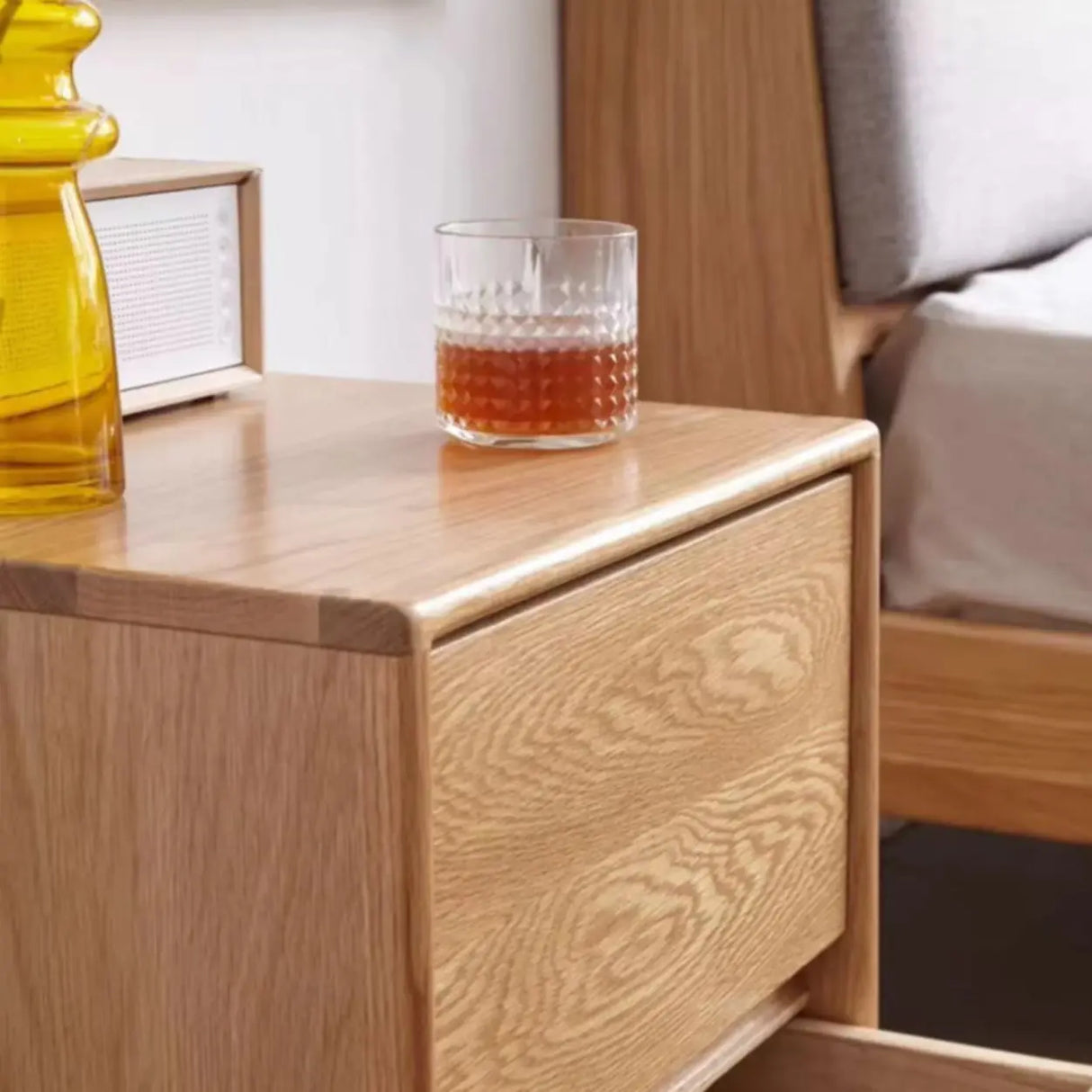 Wood Tip Resistant Nightstand with Drawers Storage Image - 4