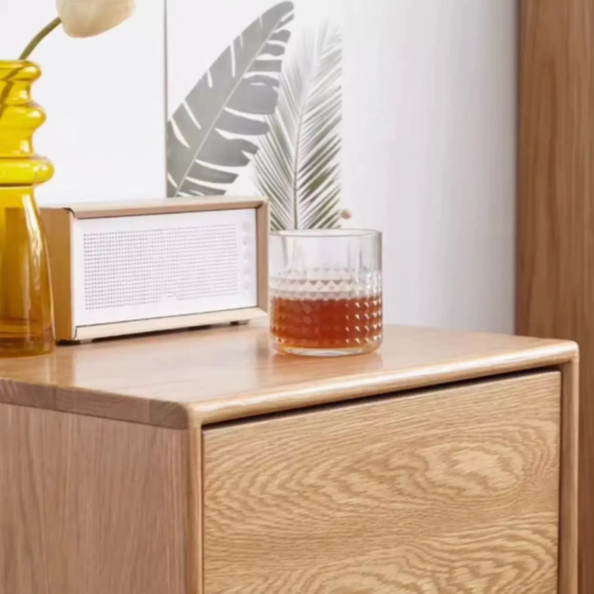 Wood Tip Resistant Nightstand with Drawers Storage Image - 7