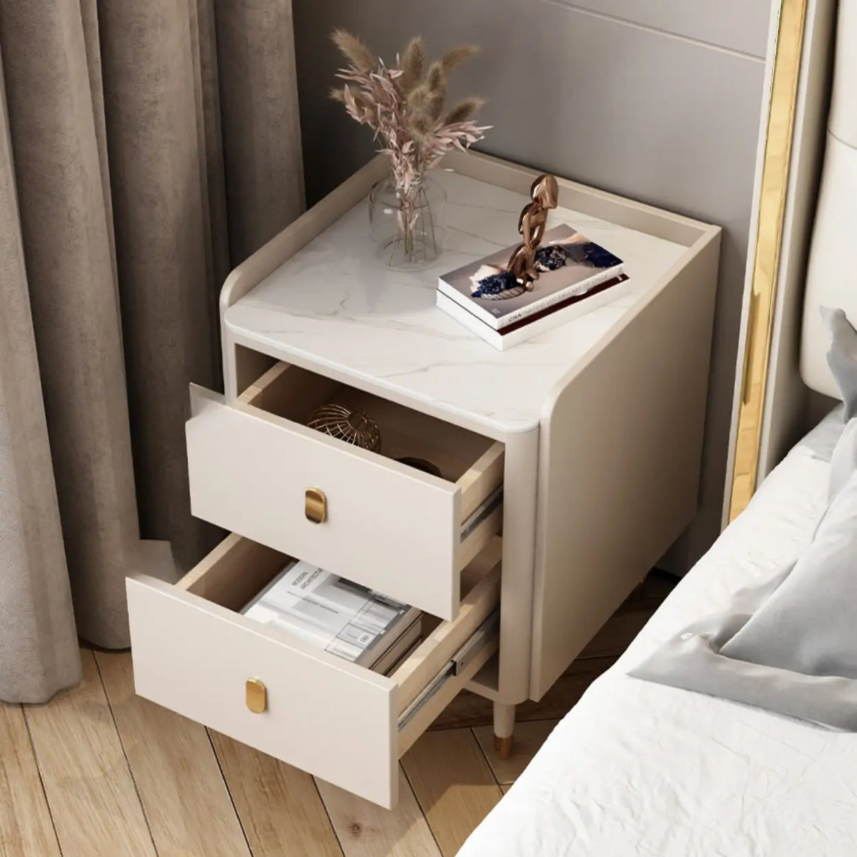 Wood Tip Resistant Two Drawers Nightstand for Kids Image - 12