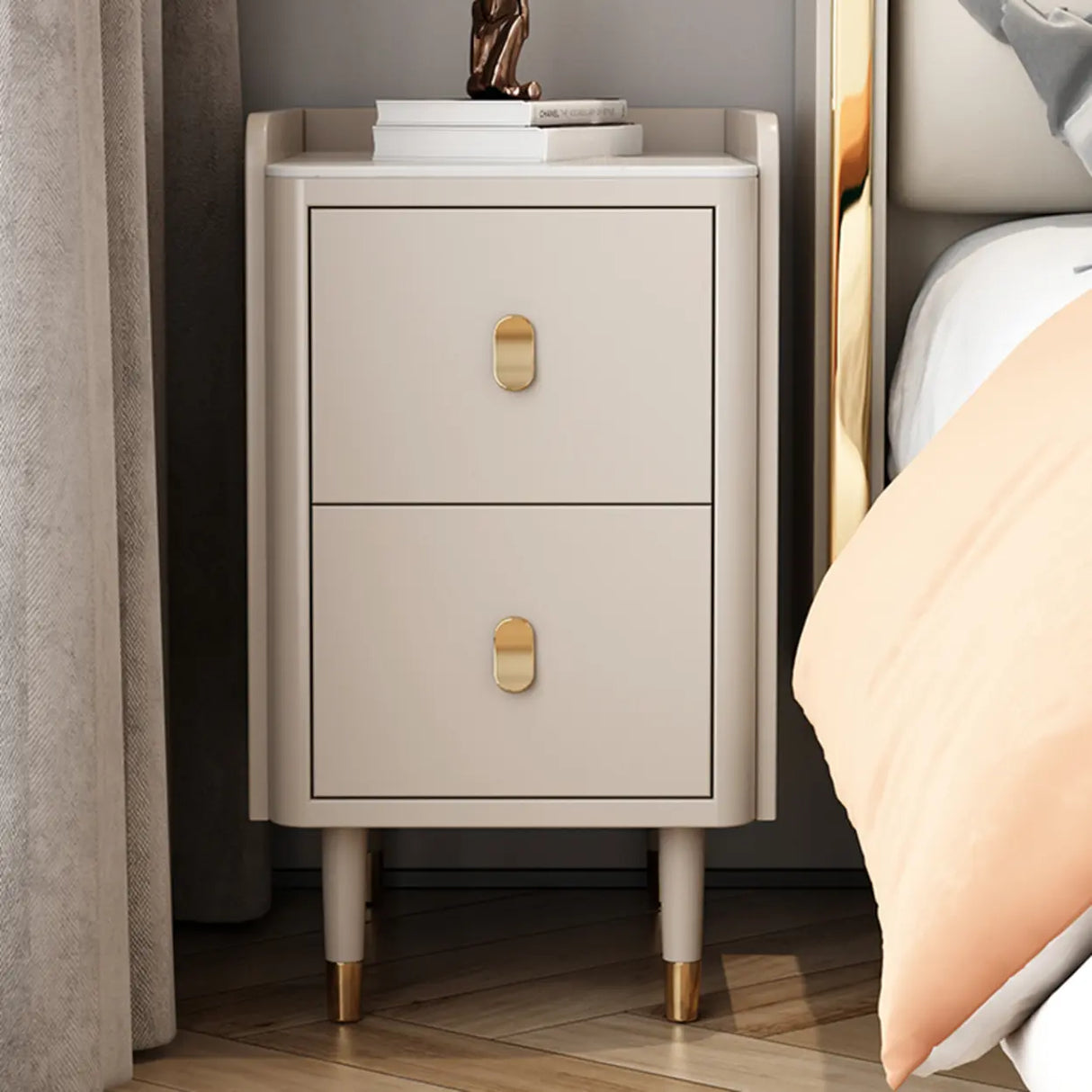 Wood Tip Resistant Two Drawers Nightstand for Kids Image - 4