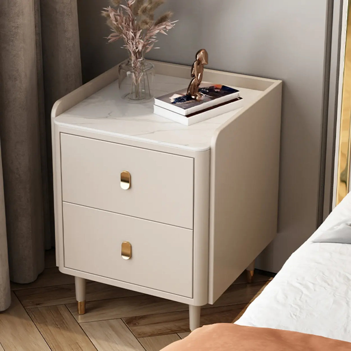 Wood Tip Resistant Two Drawers Nightstand for Kids Image - 6