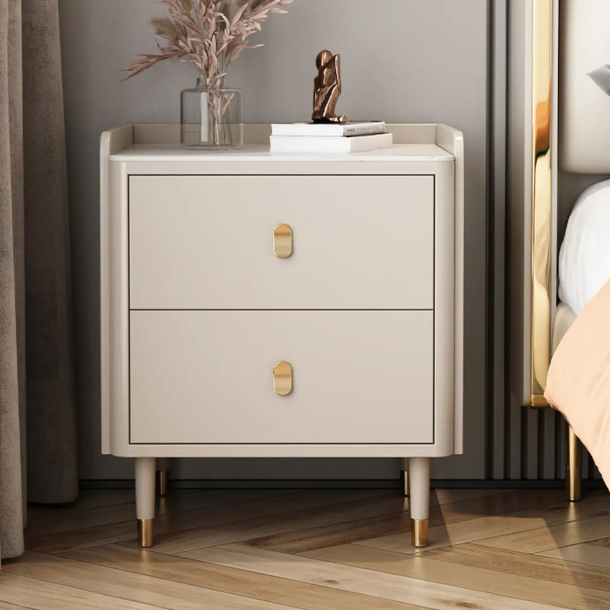 Wood Tip Resistant Two Drawers Nightstand for Kids Image - 8