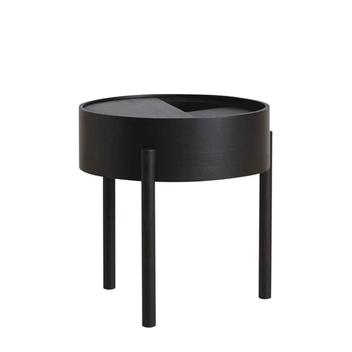 Wood Tray Top Round Storage Three Leg Coffee Table Image - 11