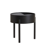 Wood Tray Top Round Storage Three Leg Coffee Table Image - 11