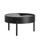 Wood Tray Top Round Storage Three Leg Coffee Table Image - 5