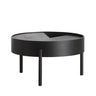 Wood Tray Top Round Storage Three Leg Coffee Table Image - 5