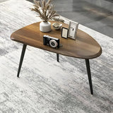 Wood Triangle Shape Coffee Table with Metal Three-Leg Image - 2