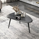 Wood Triangle Shape Coffee Table with Metal Three-Leg Image - 4