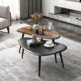 Wood Triangle Shape Coffee Table with Metal Three-Leg Image - 6