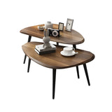 Wood Triangle Shape Coffee Table with Metal Three-Leg Image - 8