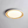 Wood White Circular LED Flush Mount Ceiling Light Image - 13