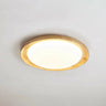 Wood White Circular LED Flush Mount Ceiling Light Image - 7
