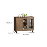 Wooden Brown Glass Doors Freestanding Floor Buffet Image - 20