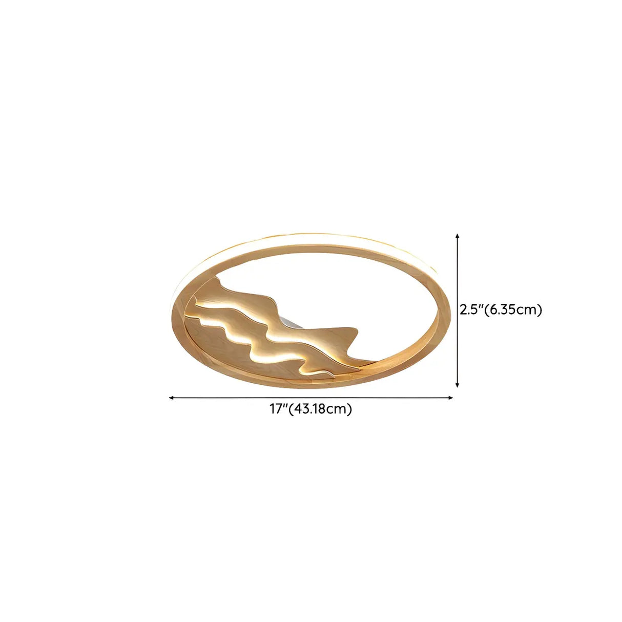 Wooden Circle Mountain LED Flush Mount Ceiling Light Image - 16