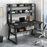 Wooden Credenza Desk with Hutch and Exterior Shelf Image - 1