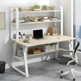 Wooden Credenza Desk with Hutch and Exterior Shelf Image - 4