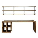 Wooden Exterior Shelving Rectangular Writing Desk Image - 10