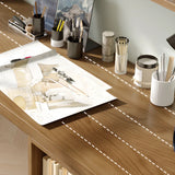 Wooden Exterior Shelving Rectangular Writing Desk Image - 8