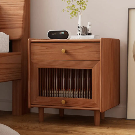 Wooden Four-Leg Kids Nightstand with Drawer and Shelf Image - 1