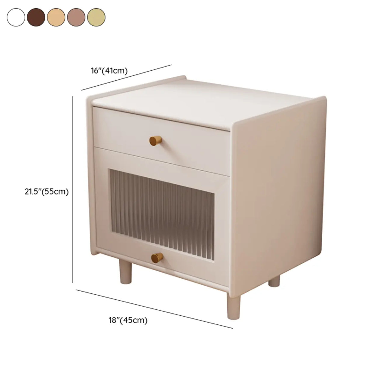 Wooden Four-Leg Kids Nightstand with Drawer and Shelf Image - 14