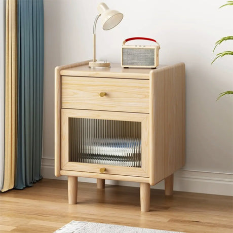 Wooden Four-Leg Kids Nightstand with Drawer and Shelf Image - 2